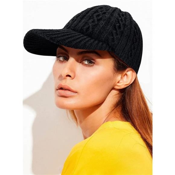 DudWocy Women Winter Wool Knitted Visor Beanie Hat Warm Newsboy Cap main image 7
